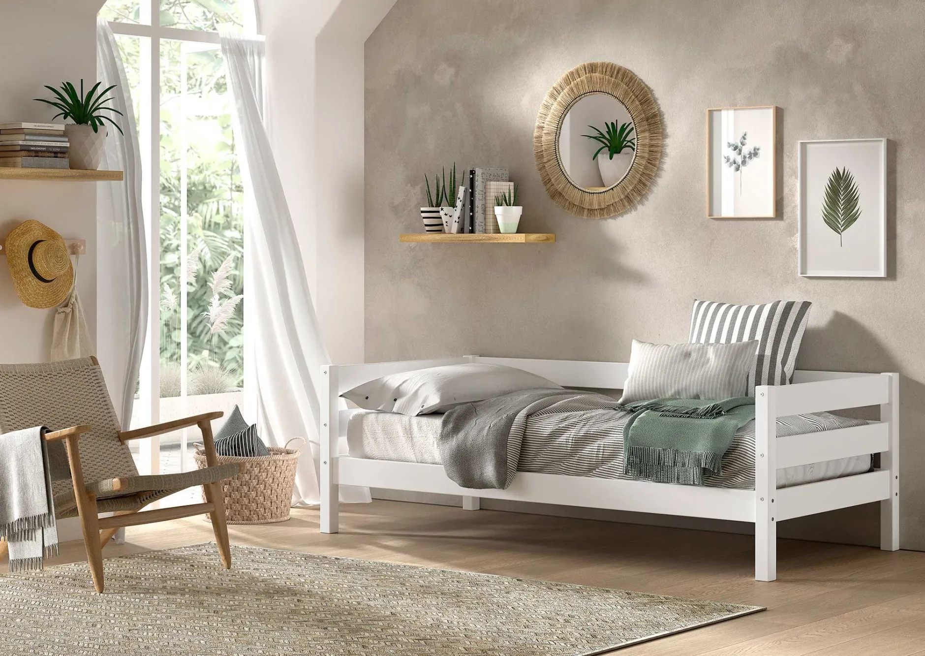 Margrit Weißes Kajuitbett (90 x 200 cm) Rollbett - Belgisches Design