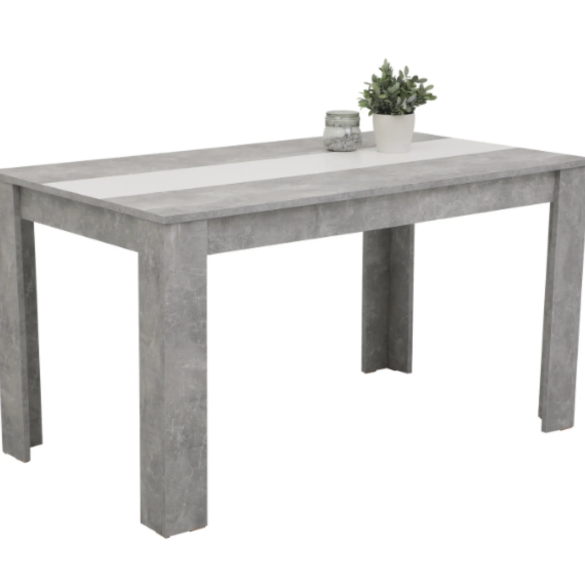 Marije Esstisch 140x80cm- Beton/Weiß/Schwarz