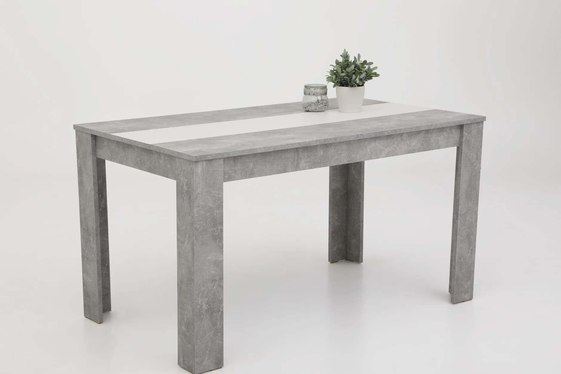 Marije Esstisch 140x80cm- Beton/Weiß/Schwarz