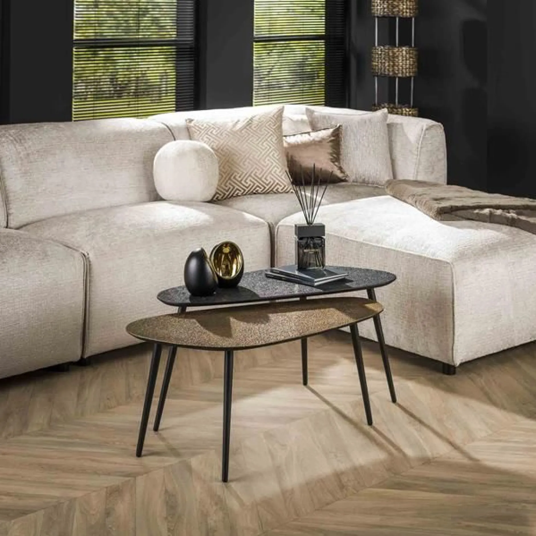 Mariola Couchtisch-Set Bio-Metallic/Grau