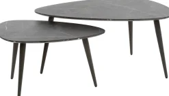 Mariola Satz von 2 Couchtischen 80x44 cm-schwarz-braun