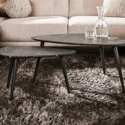 Mariola Satz von 2 Couchtischen 80x44 cm-schwarz-braun