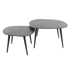 Mariola Satz von 2 Couchtischen 85x79x40 cm-schwarz-braun