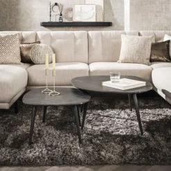 Mariola Satz von 2 Couchtischen 85x79x40 cm-schwarz-braun