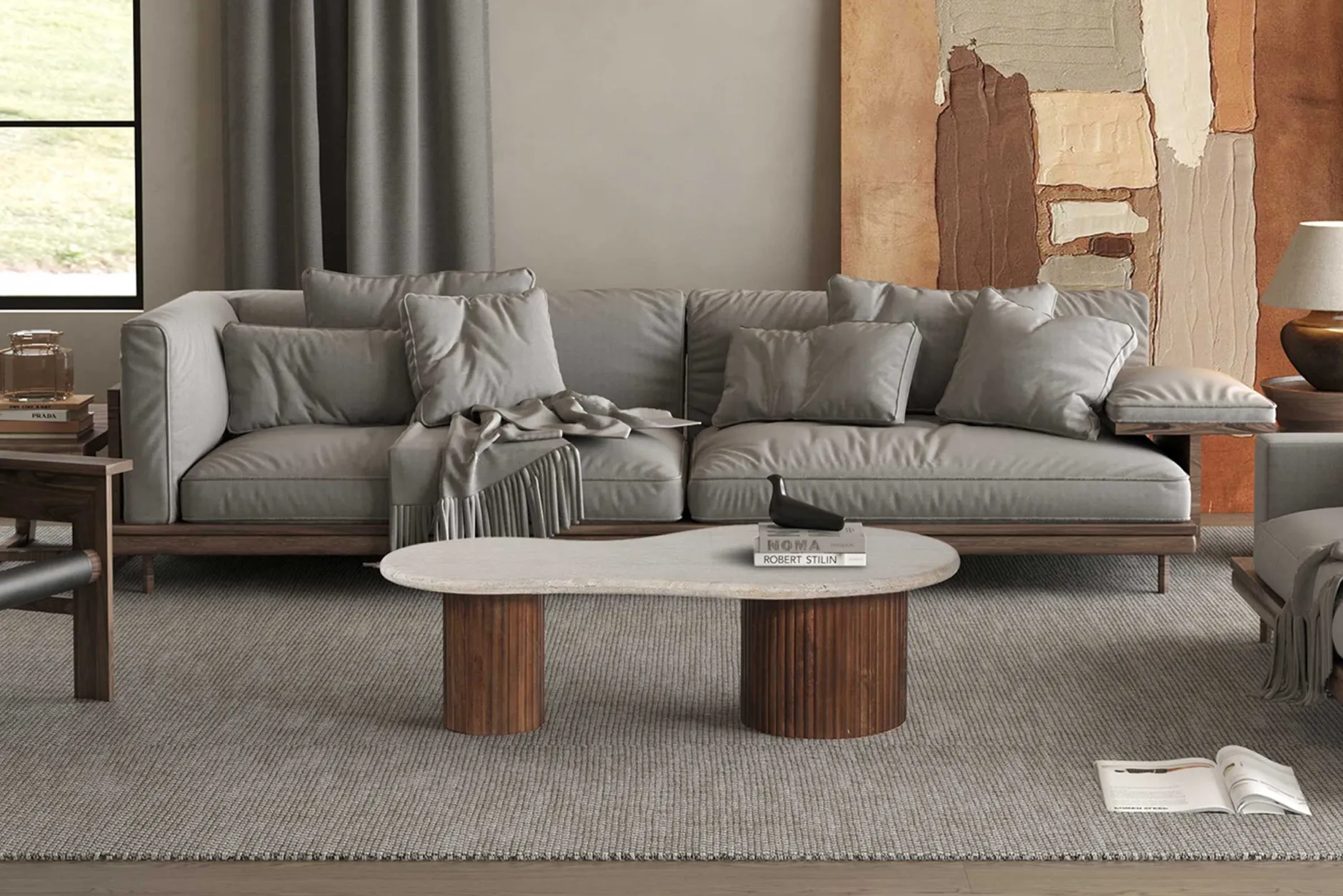 Marlon Couchtisch | 120 x 60 x 40 cm | Travertin Beige