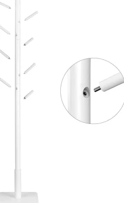 Massivholz Kleiderständer - 8 Haken für Mäntel, Hüte, Taschen - Eingang, Flur - Weiß