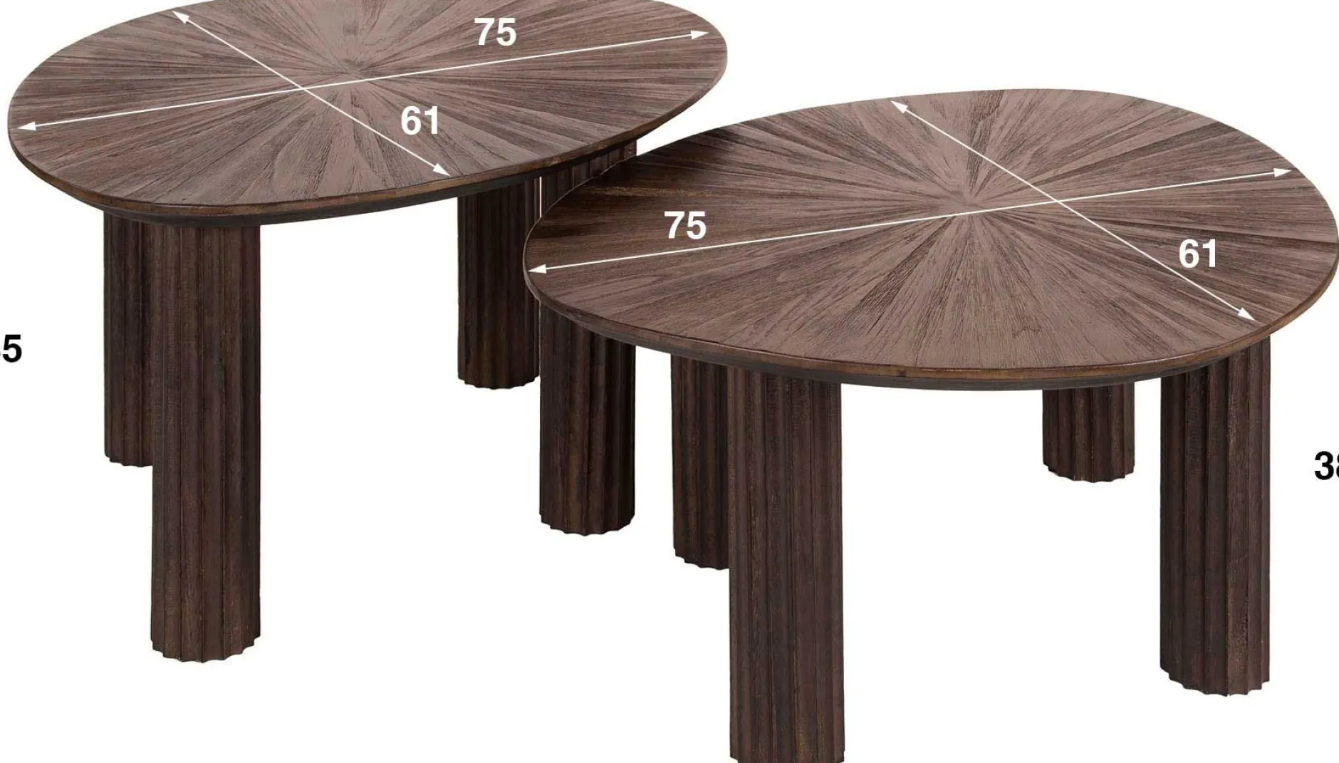 Maya Teak Dreieckiger Couchtisch Set/2 - Espresso