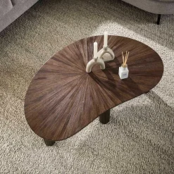 Maya Teak Nieren Couchtisch 110cm - Massiv Teak Espresso