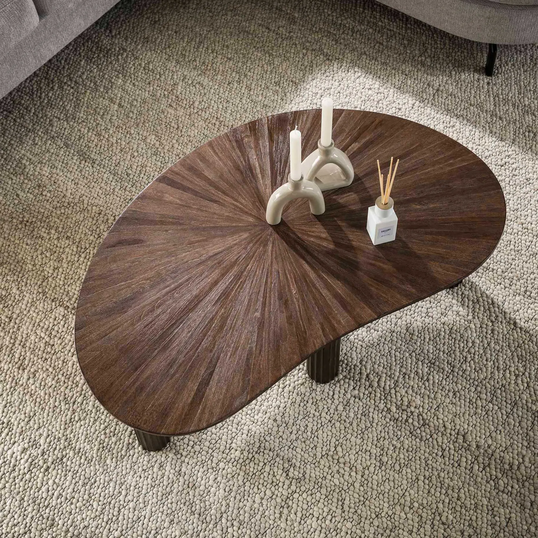Maya Teak Nieren Couchtisch 110cm - Massiv Teak Espresso