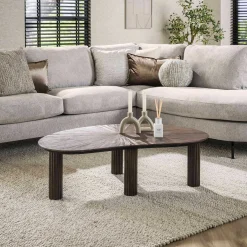Maya Teak Nieren Couchtisch 110cm - Massiv Teak Espresso
