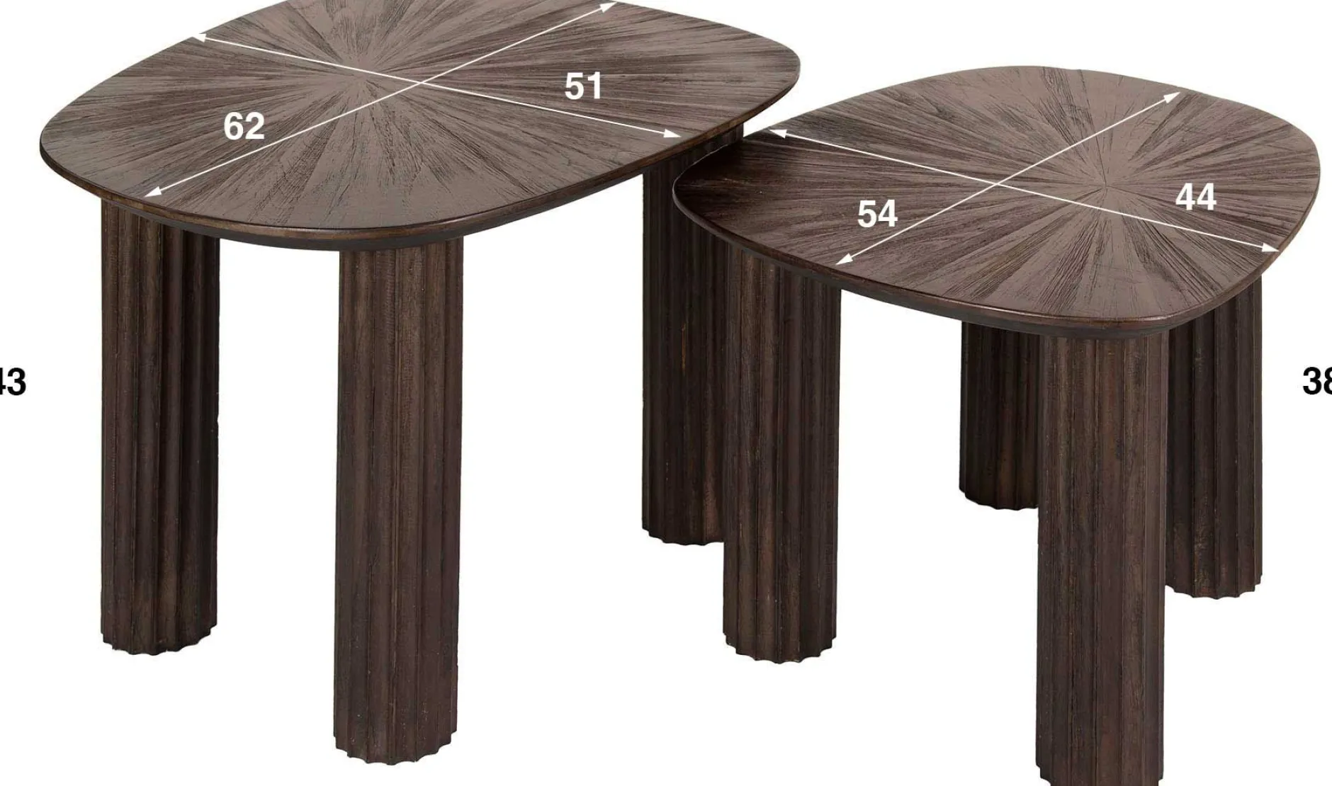 Maya Teak Rechteckiger Couchtisch - Massiv Teak Espresso (2er Set)".