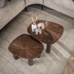 Maya Teak Rechteckiger Couchtisch - Massiv Teak Espresso (2er Set)