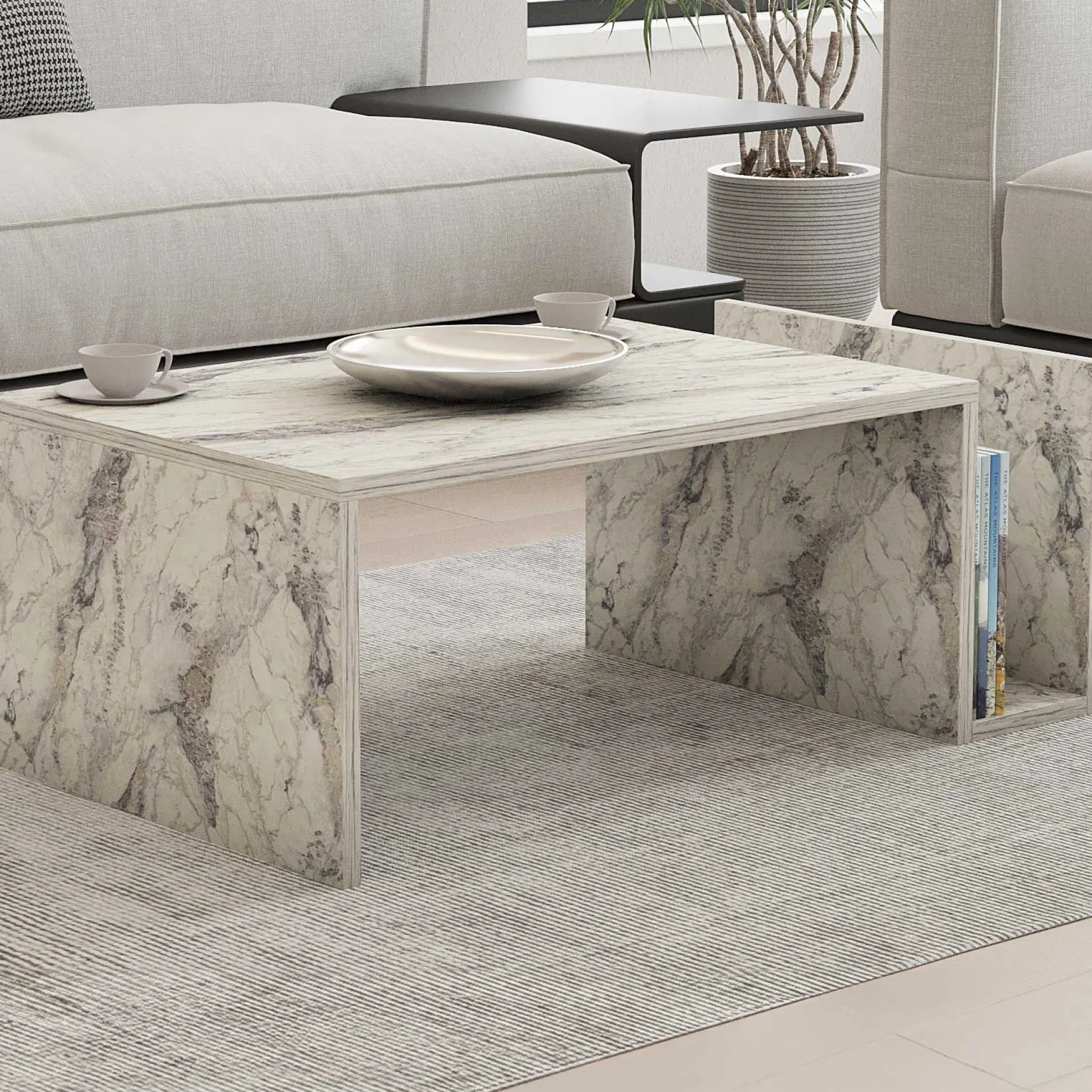 Memo Couchtisch | 100 % MELAMIN | Freesia-Marmor