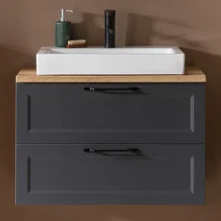 Meran Waschtischunterschrank | 80 x 47 x 65 cm | Eiche grau