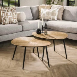 Metallischer Couchtisch in Antikgold Set/2 - Ray Metal Organic