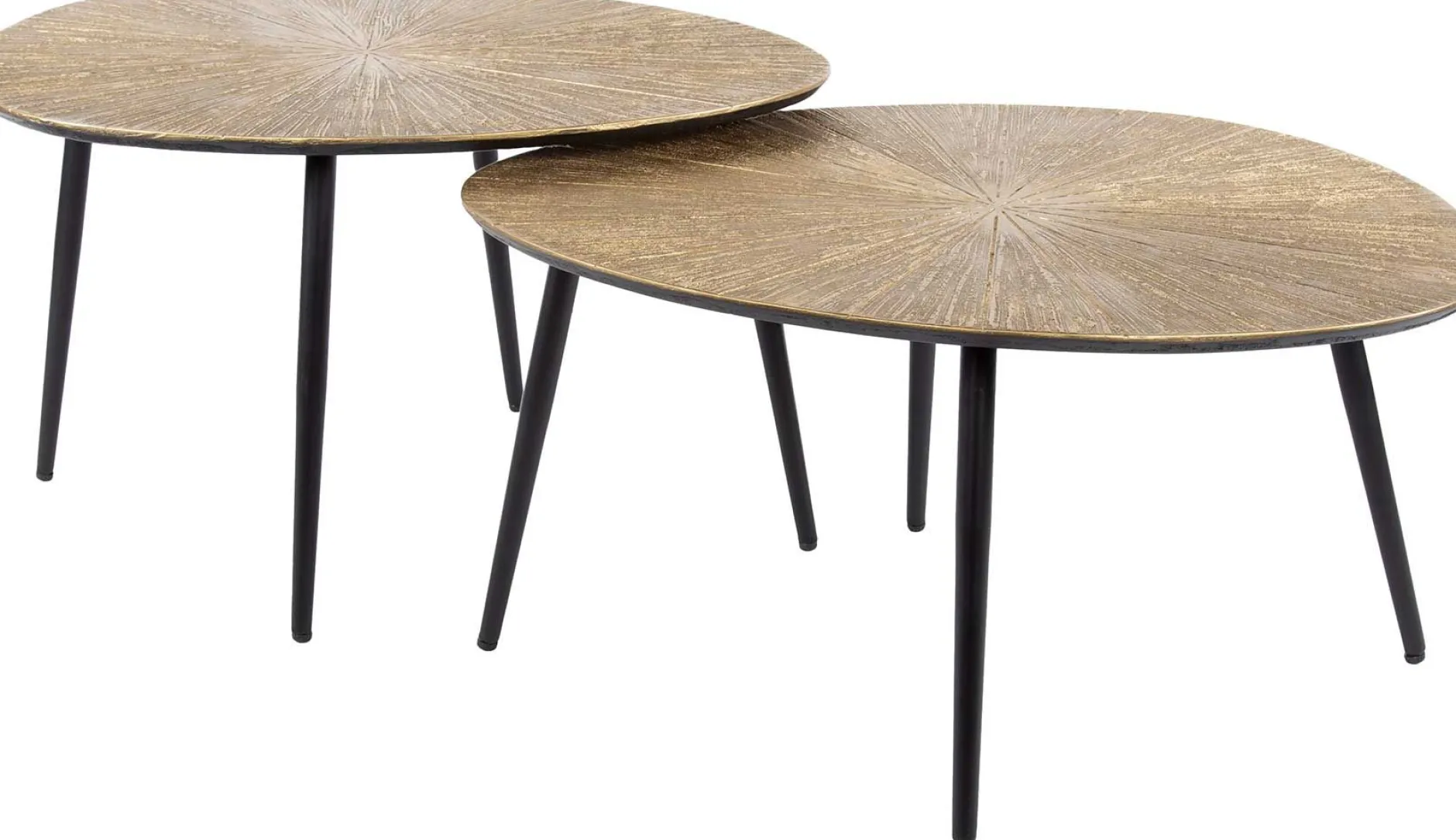 Metallischer Couchtisch in Antikgold Set/2 - Ray Metal Organic