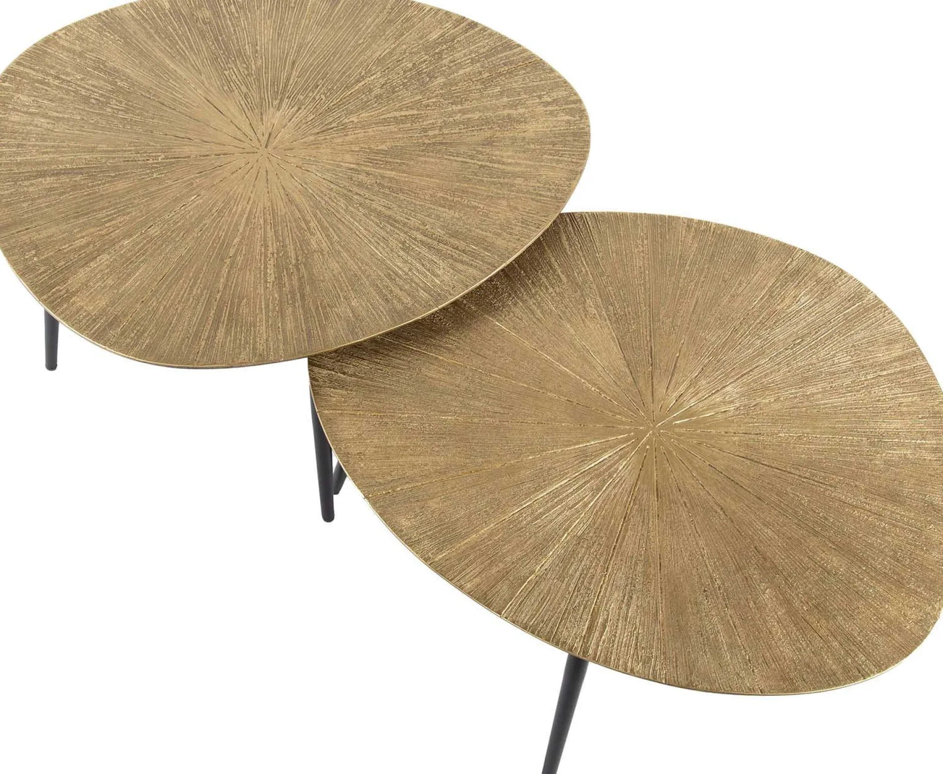Metallischer Couchtisch in Antikgold Set/2 - Ray Metal Organic