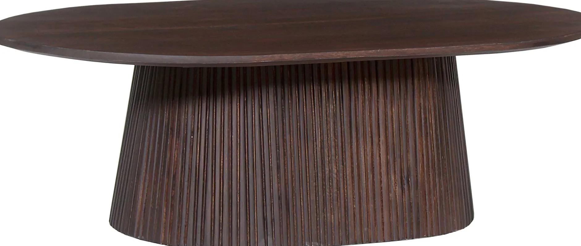 Miguel" Ovaler Couchtisch 120 cm Dunkelbraun | Massivholzstruktur und Platte Mango | H-H 37 x B-L 120 x T-P 70 cm
