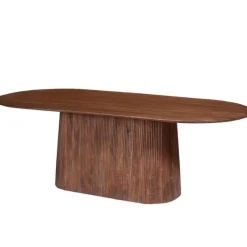 Miguel Oval Esstisch 230cm Hellbraun | Massivholz Mango Struktur und Platte