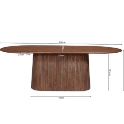 Miguel Oval Esstisch 230cm Hellbraun | Massivholz Mango Struktur und Platte