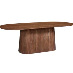 Miguel Oval Esstisch 230cm Hellbraun | Massivholz Mango Struktur und Platte