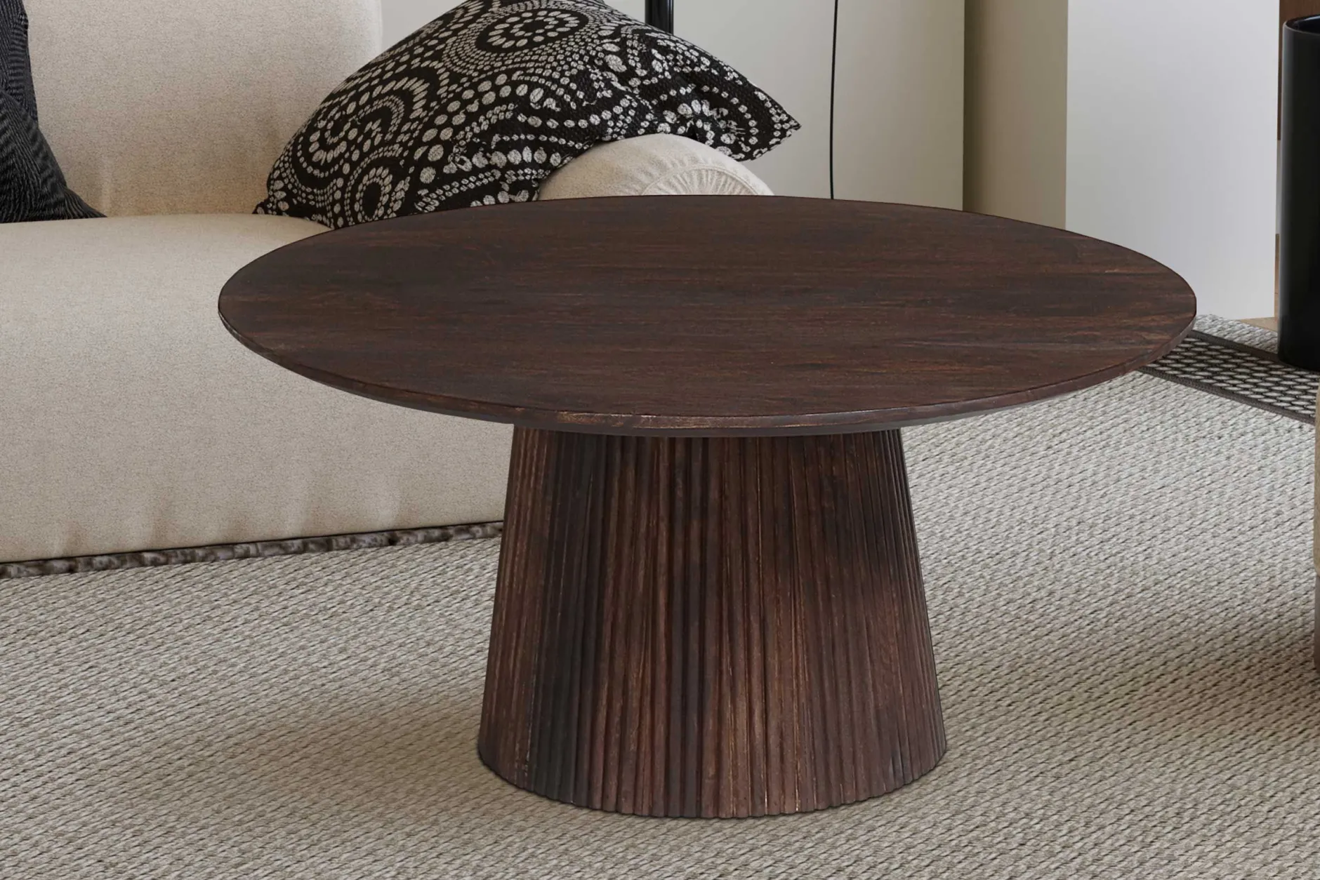 Miguel Runder Couchtisch 80cm Dunkelbraun