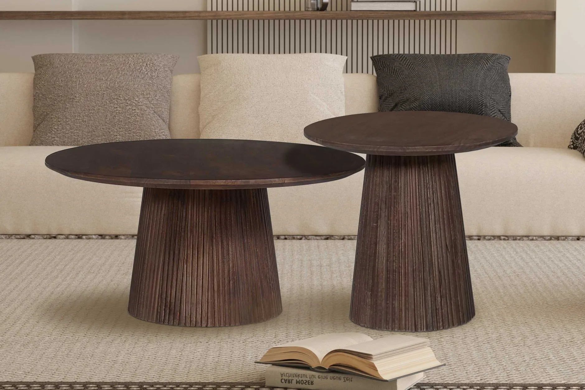 Miguel Runder Couchtisch 80cm Dunkelbraun