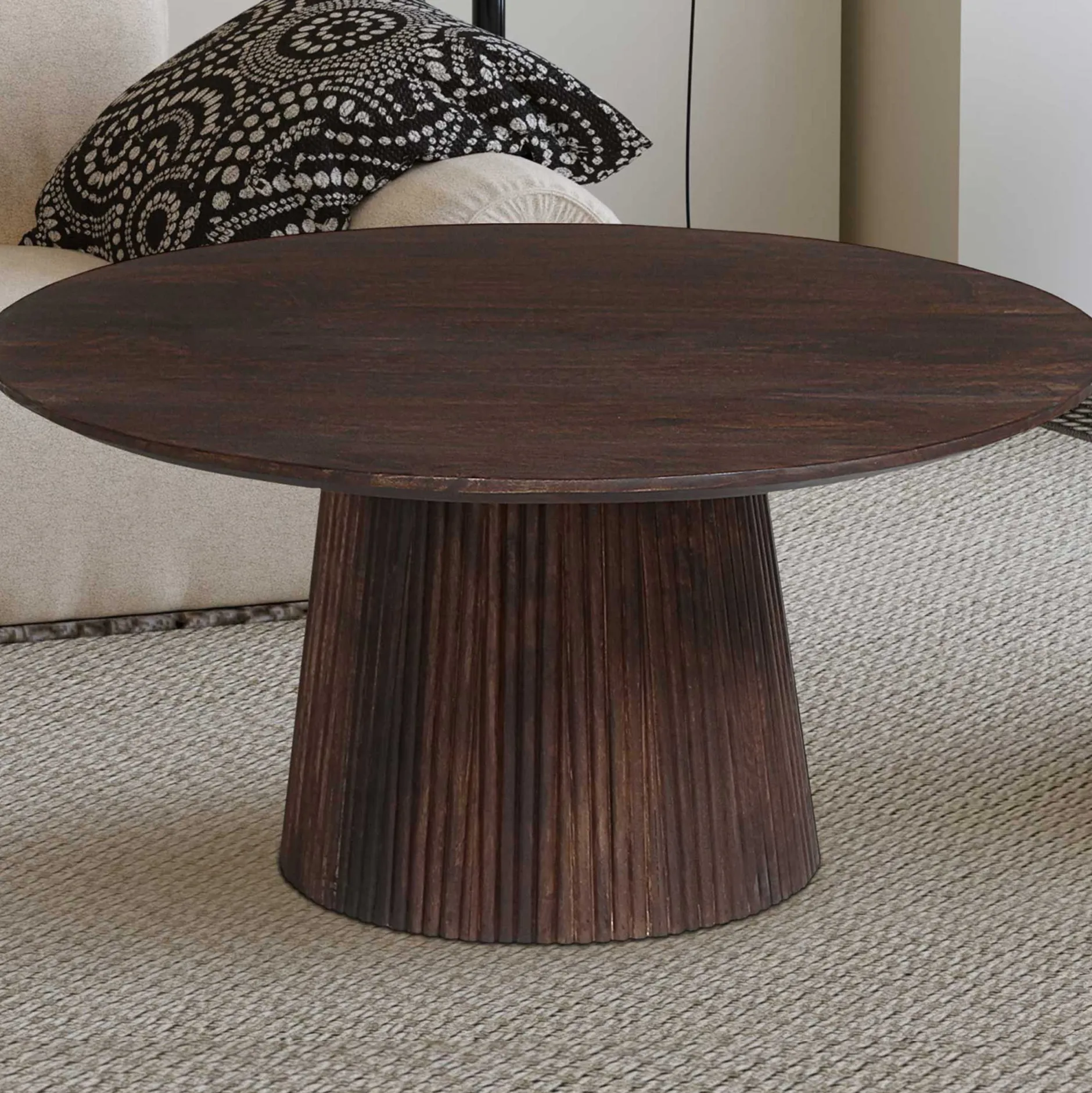 Miguel Runder Couchtisch 80cm Dunkelbraun