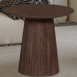 Miguel Runder Couchtisch 50cm Dunkelbraun | Massivholz Mango | H46 x B50 x T50cm