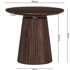 Miguel Runder Couchtisch 50cm Dunkelbraun | Massivholz Mango | H46 x B50 x T50cm