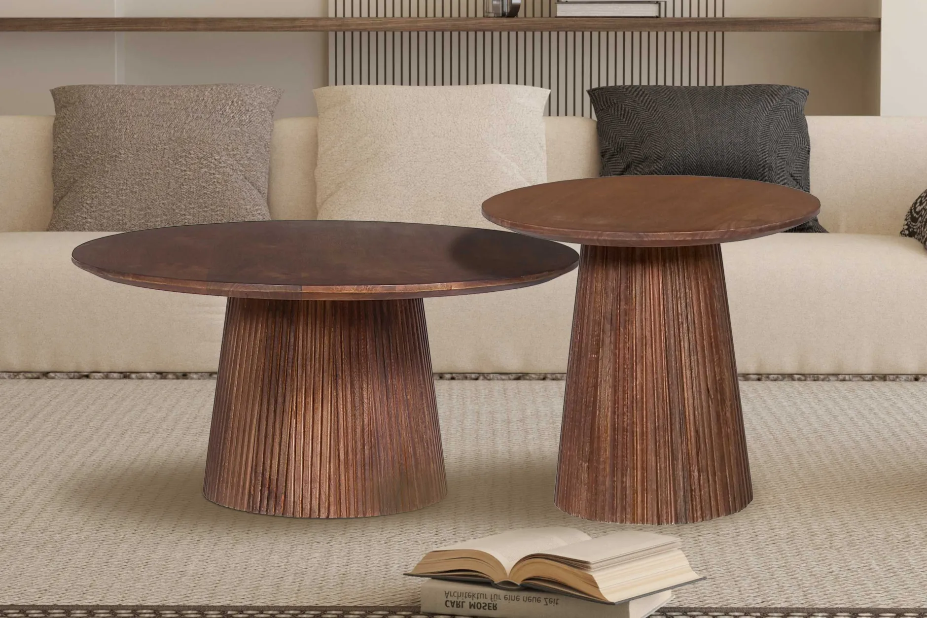 Miguel Runder Couchtisch 80cm Hellbraun