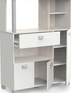 Mikrowellenschrank Basiel matt weiß/akazienfarben