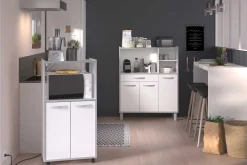 Mikrowellenschrank Easy 60cm, 2 Türen - weiß/grau