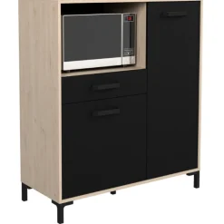 Mikrowellenschrank Felicity 100cm, 2 Türen und 1 Schublade - Eichedekor/schwarz