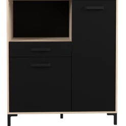 Mikrowellenschrank Felicity 100cm, 2 Türen und 1 Schublade - Eichedekor/schwarz