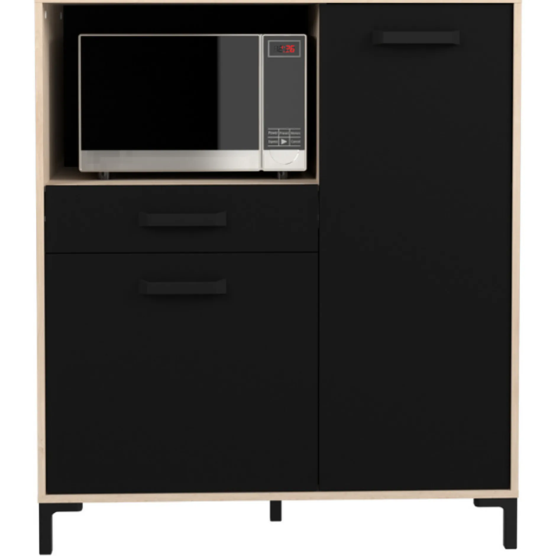 Mikrowellenschrank Felicity 100cm, 2 Türen und 1 Schublade - Eichedekor/schwarz