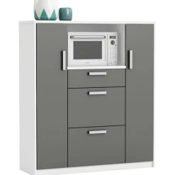 Mikrowellenschrank Flavor - 40x116x132 cm - Dunkelgrau/melaminbeschichtete Spanplatte