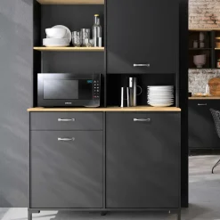 Mikrowellenschrank Manchester | 119 x 41 x 180 cm | Helvezia Oak Design