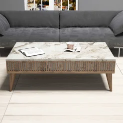 Milan Couchtisch | 100 % MELAMIN | Walnuss Weiß