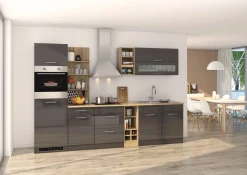 Milan - Leerzeile 310 Küche - Hochglanz Grau/Graphit/Eiche Sonoma