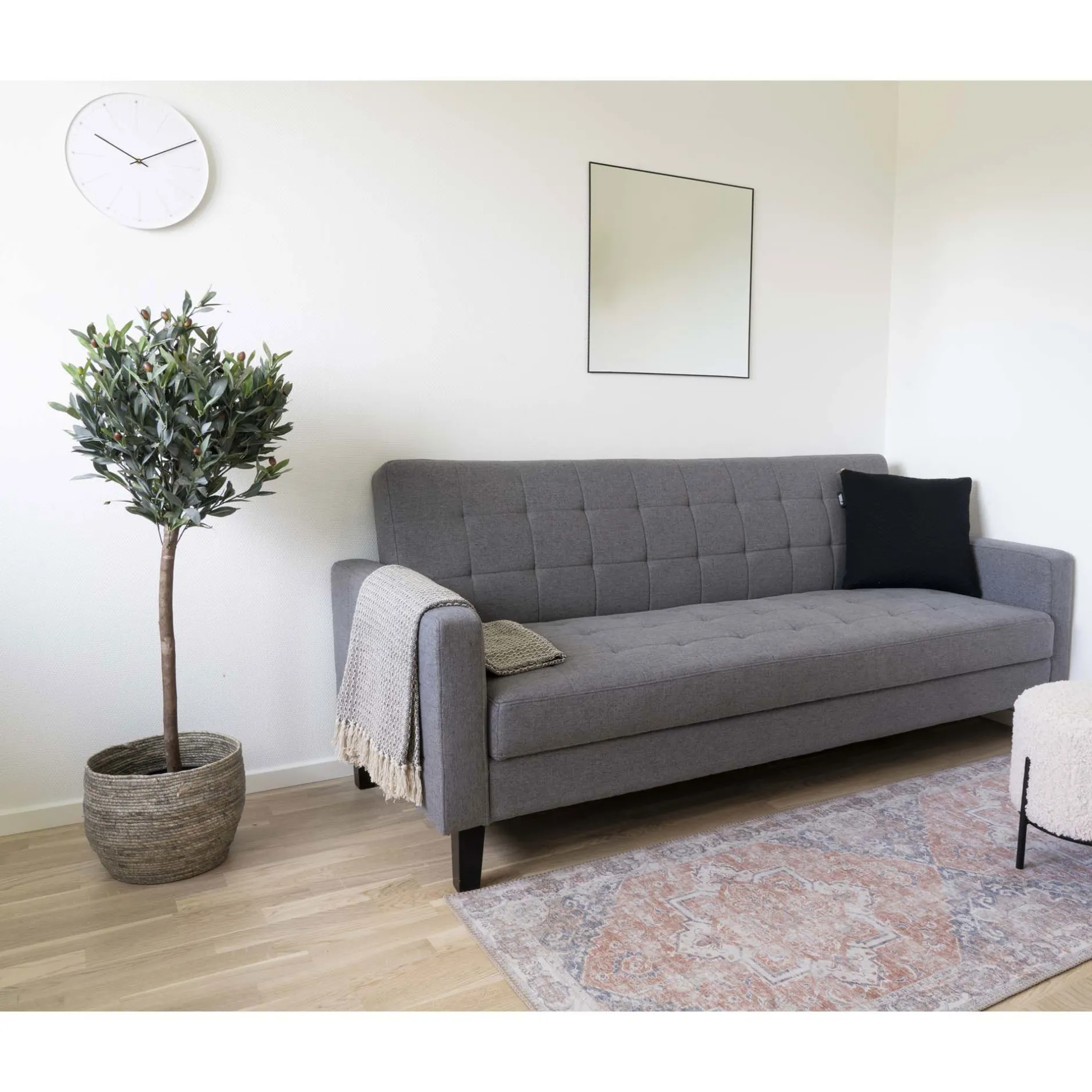 Milton Schlafsofa - 204x85x81cm - mit Stauraum - grau