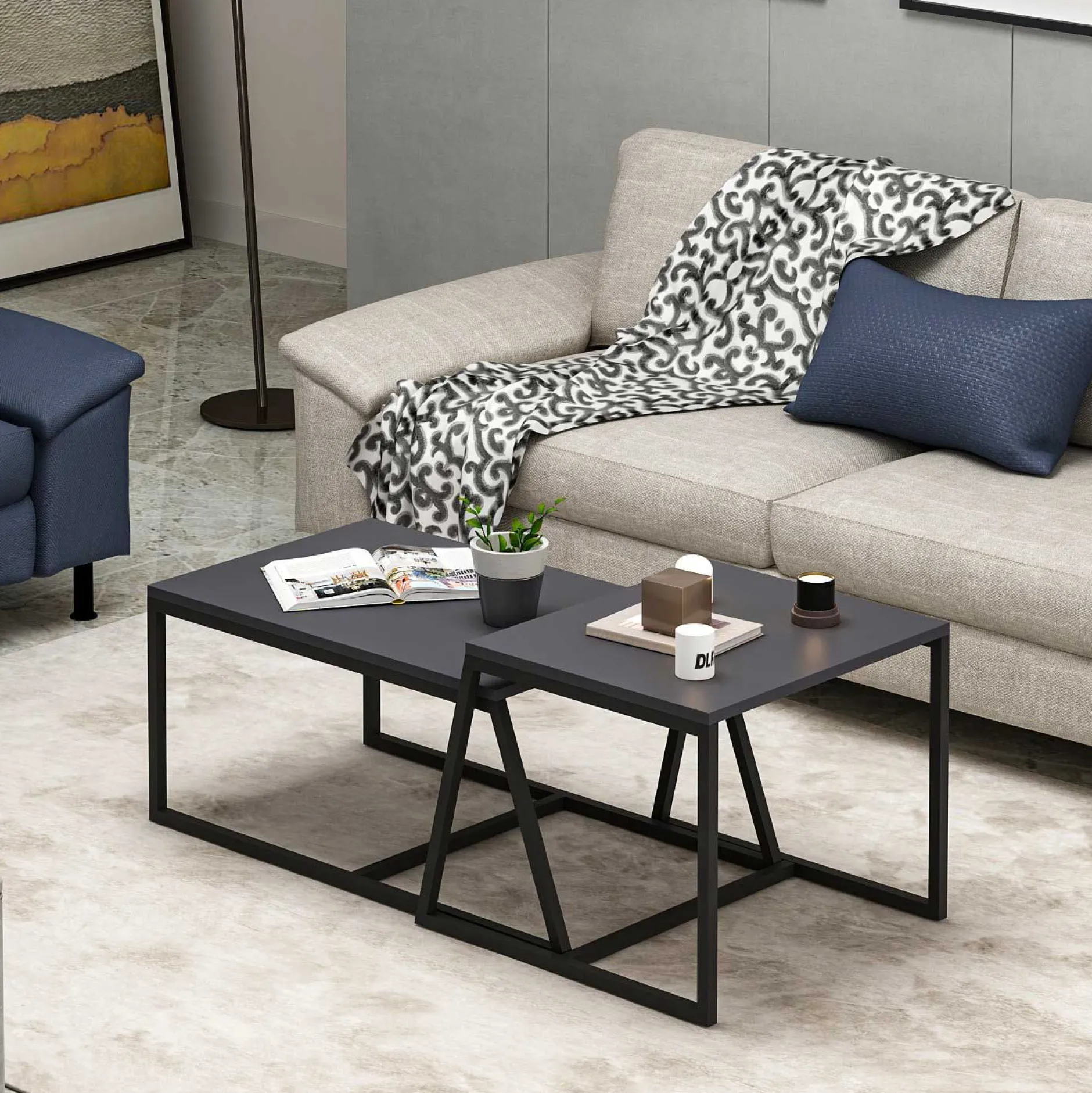 Minimal Couchtisch | 100 % MELAMIN | Anthrazit