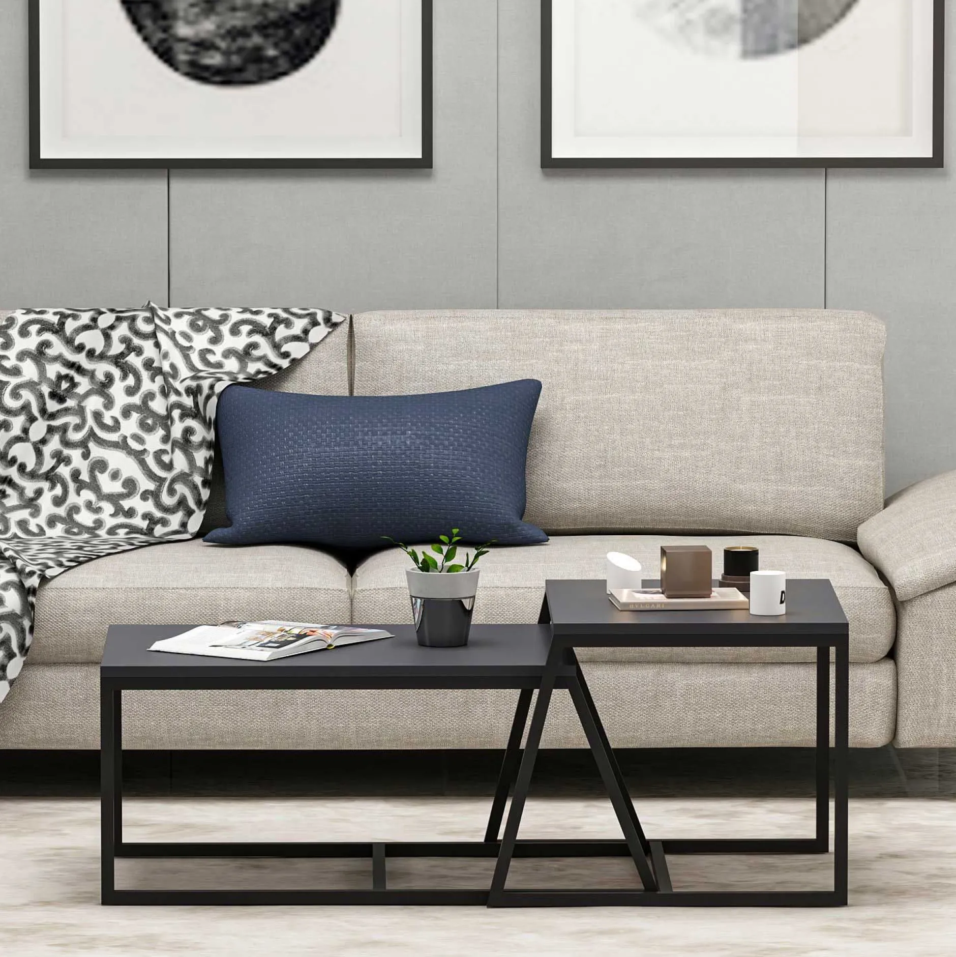 Minimal Couchtisch | 100 % MELAMIN | Anthrazit