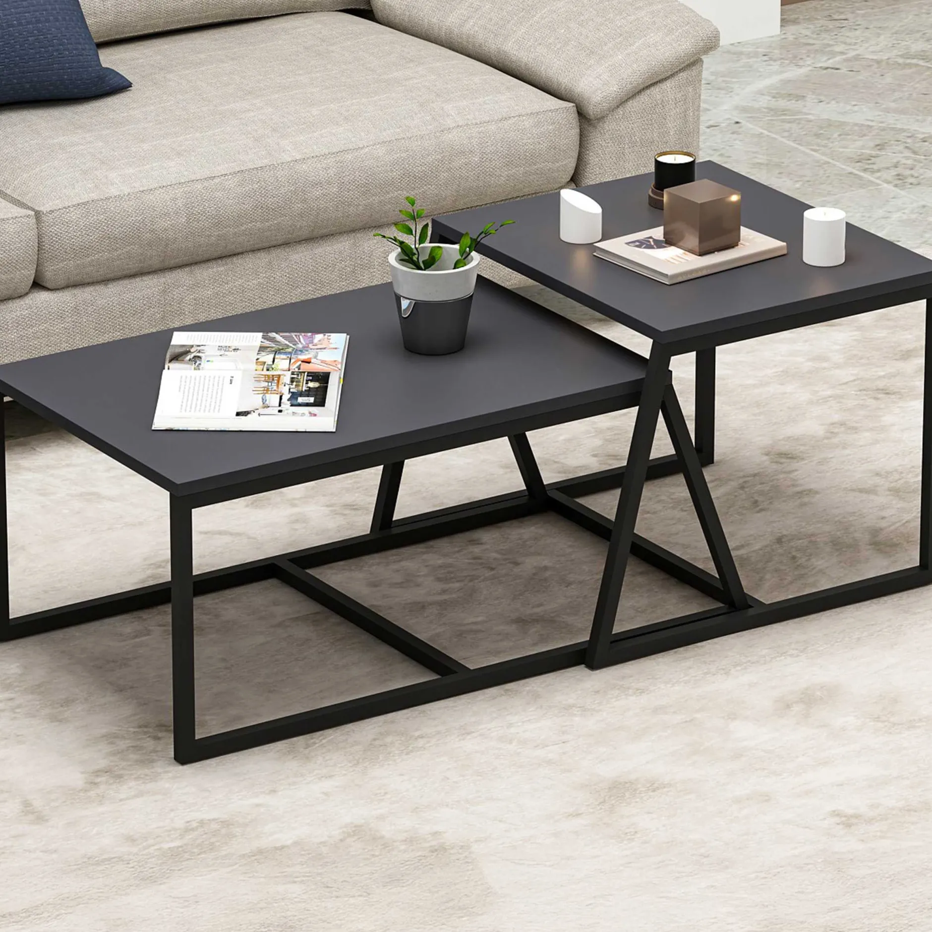 Minimal Couchtisch | 100 % MELAMIN | Anthrazit