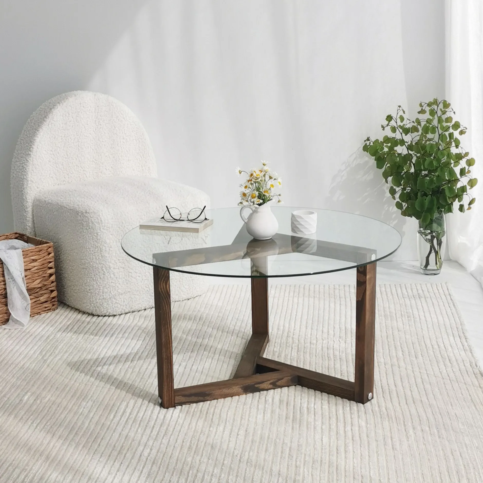 Miro Couchtisch | GEHÄRTETES GLAS | Walnuss