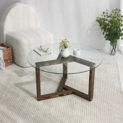 Miro Couchtisch | GEHÄRTETES GLAS | Walnuss
