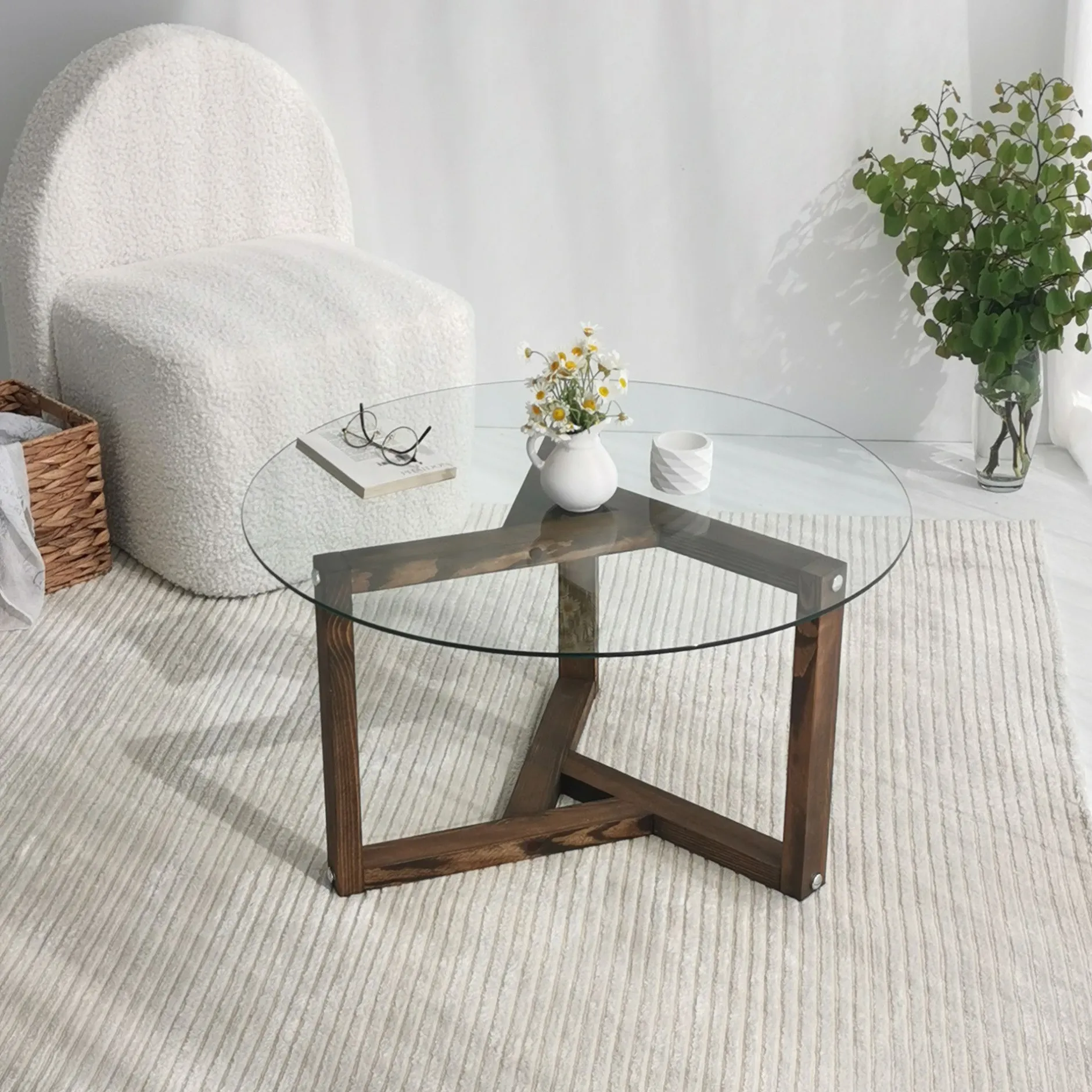 Miro Couchtisch | GEHÄRTETES GLAS | Walnuss