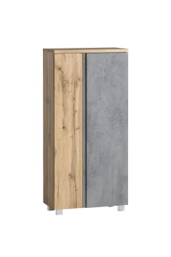 Mittelgroßer Aufbewahrungsschrank Varese | 65 x 35 x 130 cm | Betonfarbenes Design