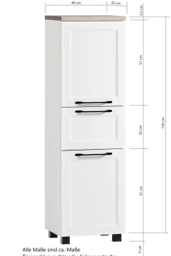 Mittelgroßer Lagerschrank Meran | 40 x 35 x 130 cm | Grau