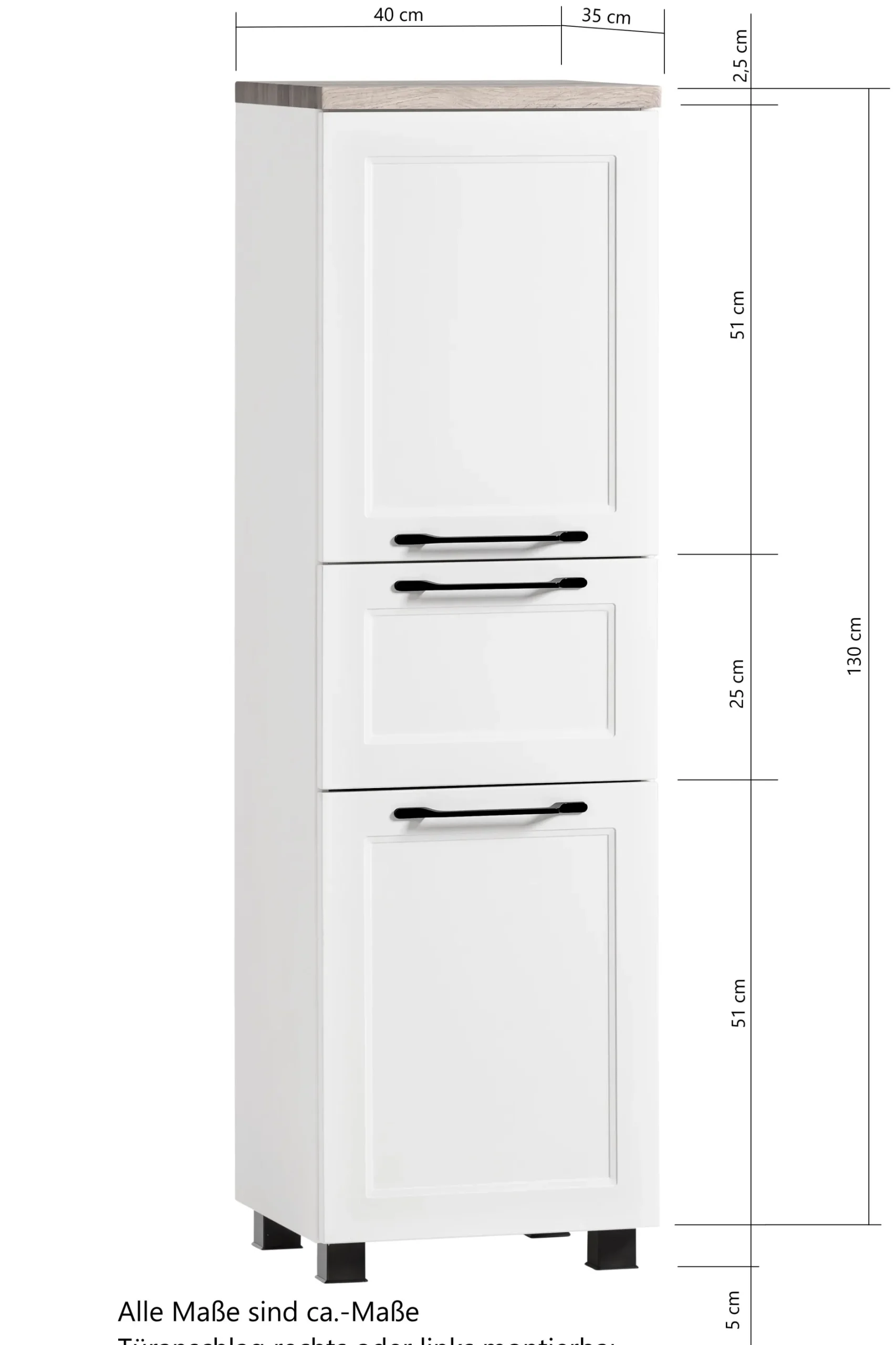 Mittelgroßer Lagerschrank Meran | 40 x 35 x 130 cm | Grau